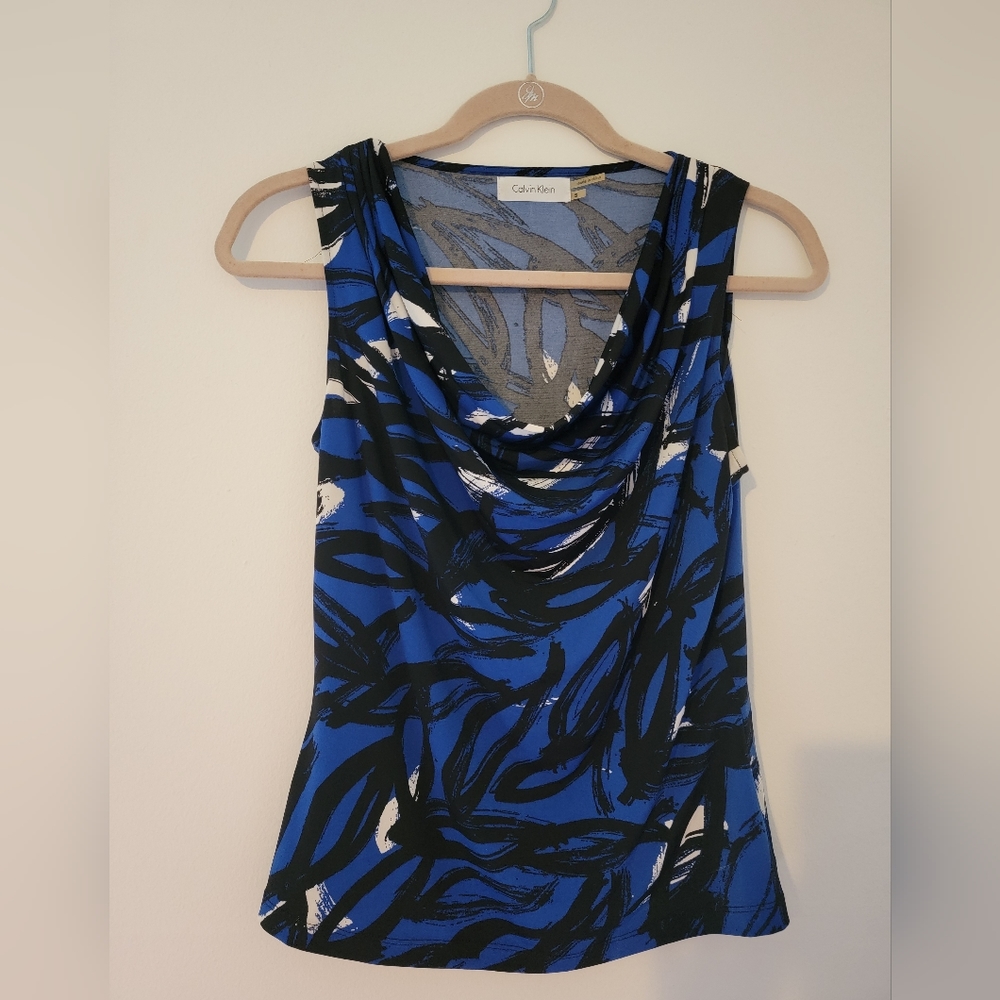 Calvin klein abstract draped tank top blouse